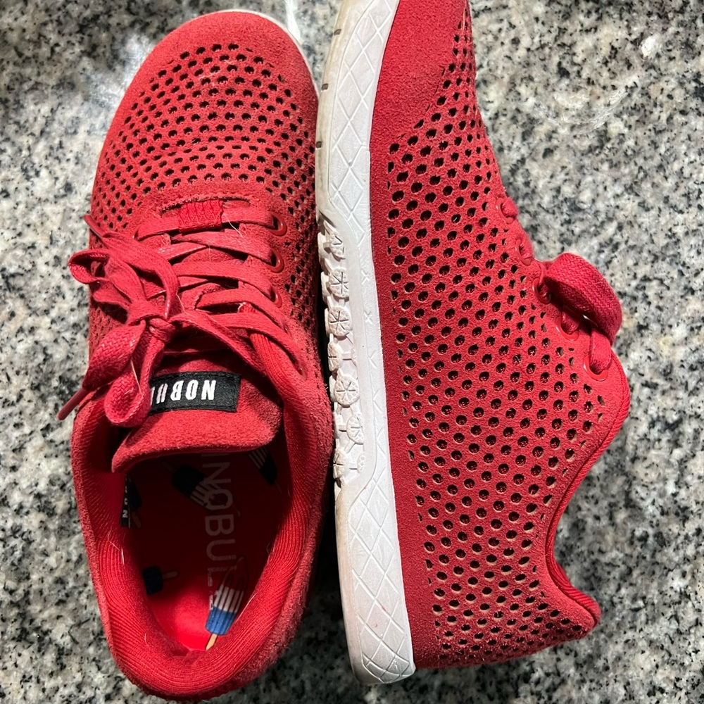 No Bull RACING RED SUEDE TRAINER - Picture 2 of 6